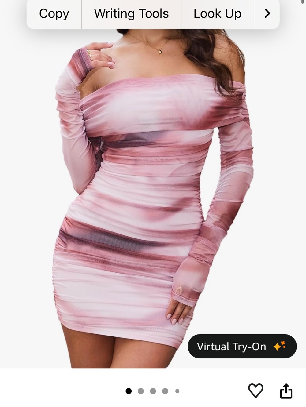 Off-Shoulder Pink Tie-Dye Bodycon Dress